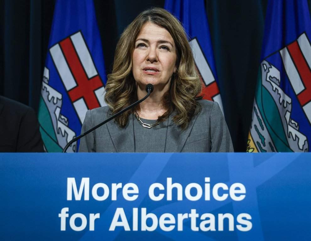 Alberta Premier Danielle Smith makes a health-care announcement in Calgary, Monday, July 27, 2026.