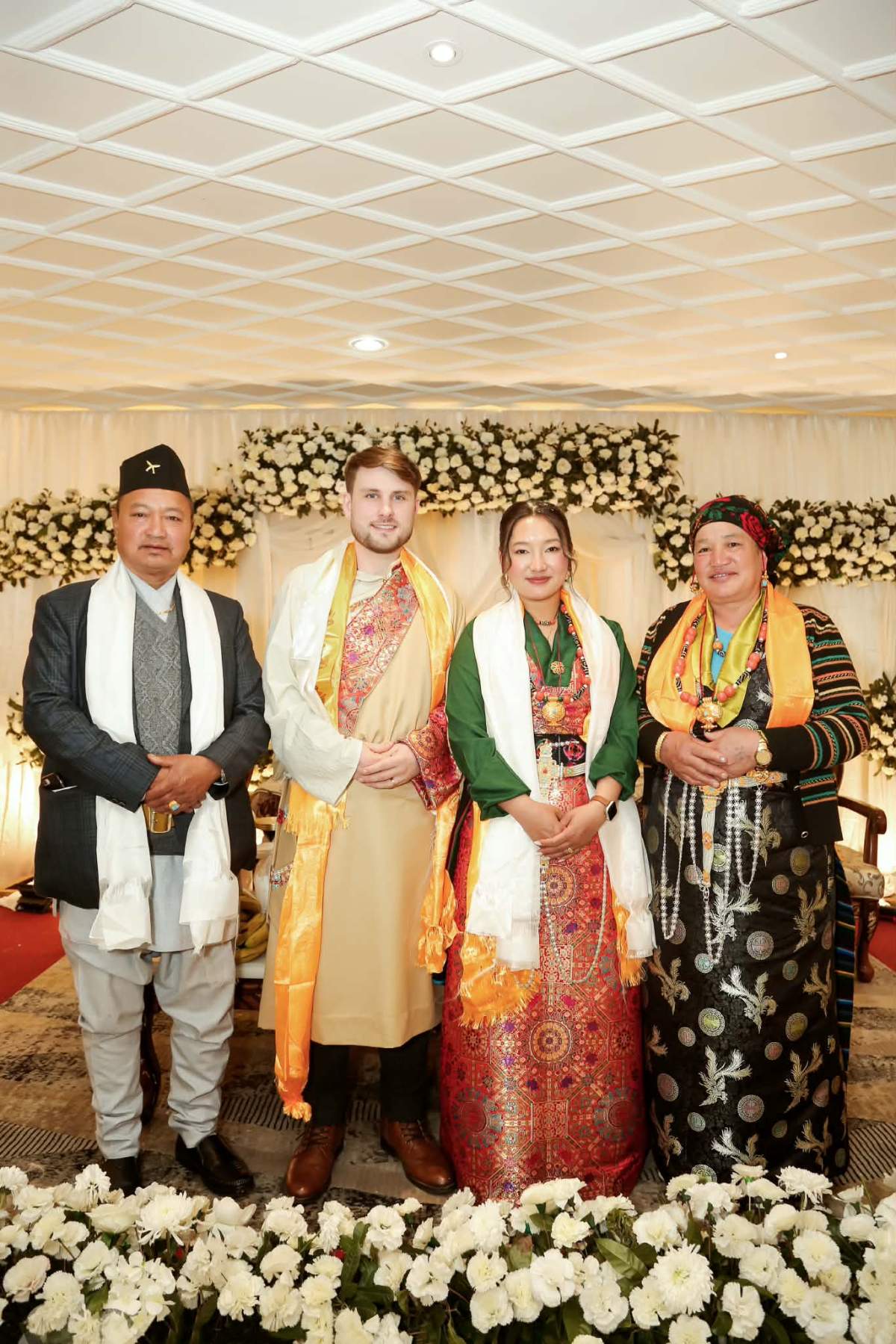 Ang Faulkner with her husband and parents on her wedding day.