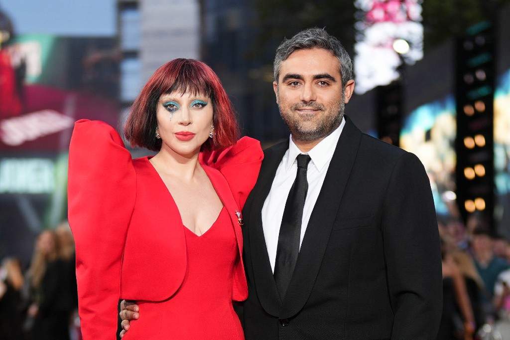 Lady Gaga, left, and Michael Polansky pose for photographers upon arrival at the premiere for the film 'Joker: Folie A Deux' on Wednesday, Sept. 25, 2024, in London.