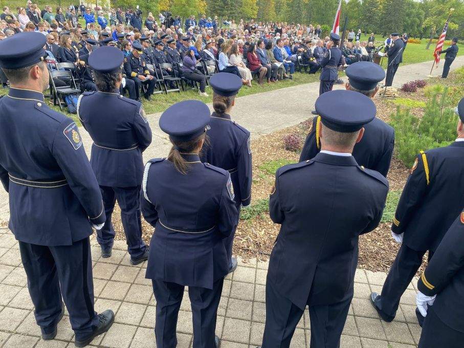 Hundreds gathered at the International Peace Garden Friday to remember the 9/11 terrorist attacks.