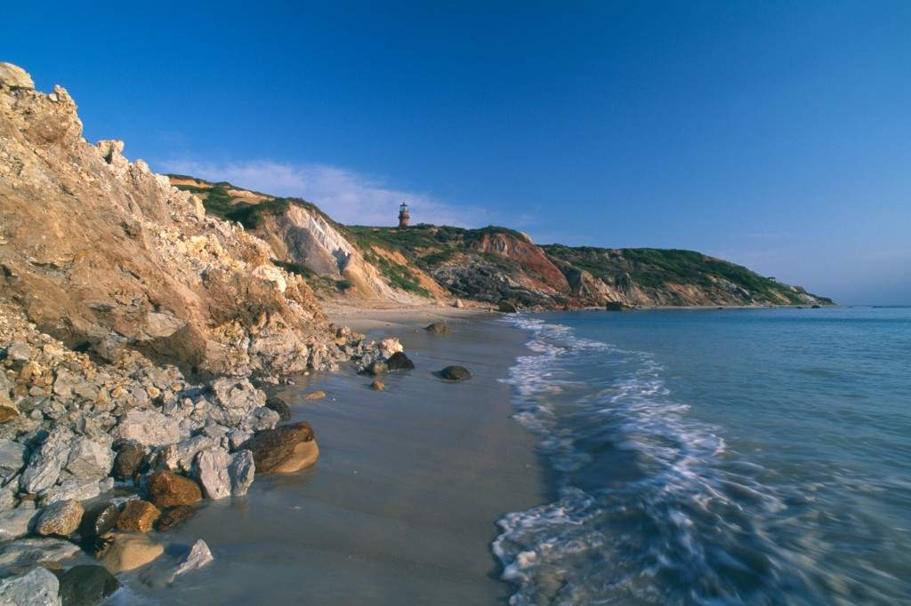 A file photo of the coastline and lighthouse in Martha's Vineyard.