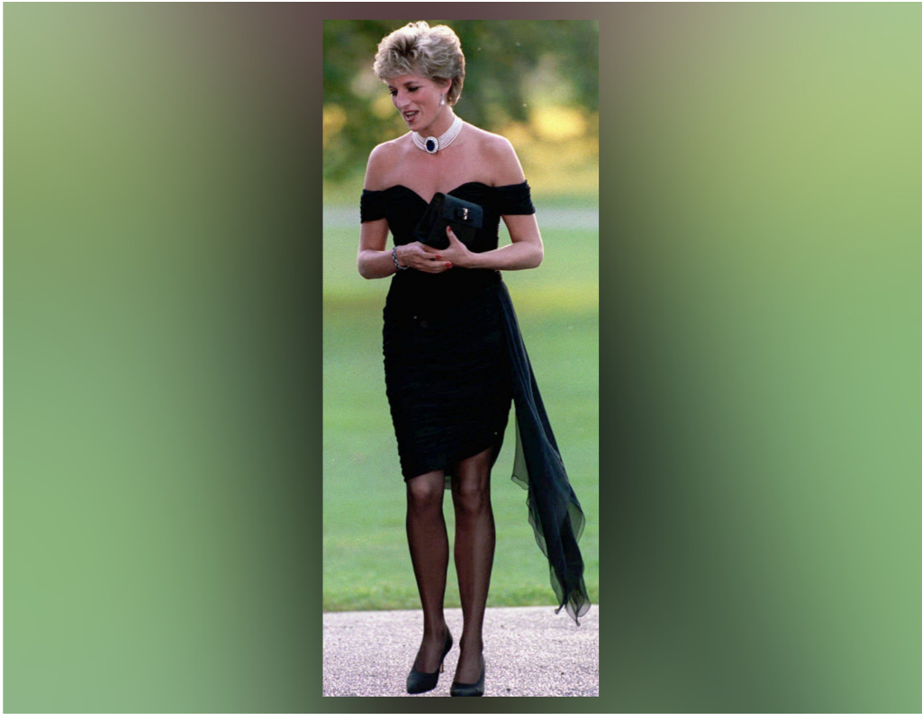 FILE: Diana, Princess of Wales during a party given at the Serpentine Gallery in London. The same day that Charles admitted he was unfaithful to Diana during a TV interview, Diana appeared at the Serpentine Gallery in what was dubbed her revenge dress, a figure-hugging, low cut, off-the-shoulder little black outfit