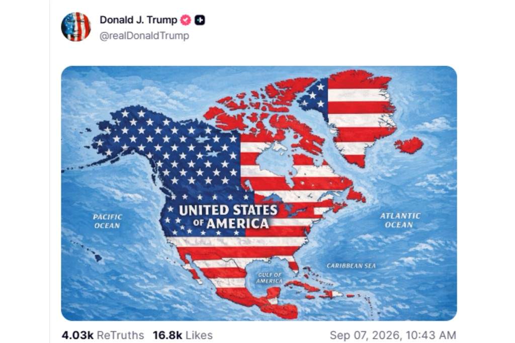 A screenshot of U.S. President Donald Trump's Truth Social post.