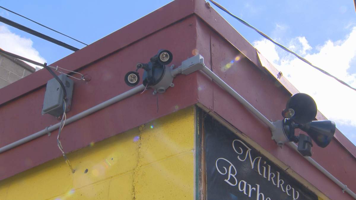 Security camera at Just Like New to You Thrift Store which was vandalized overnight