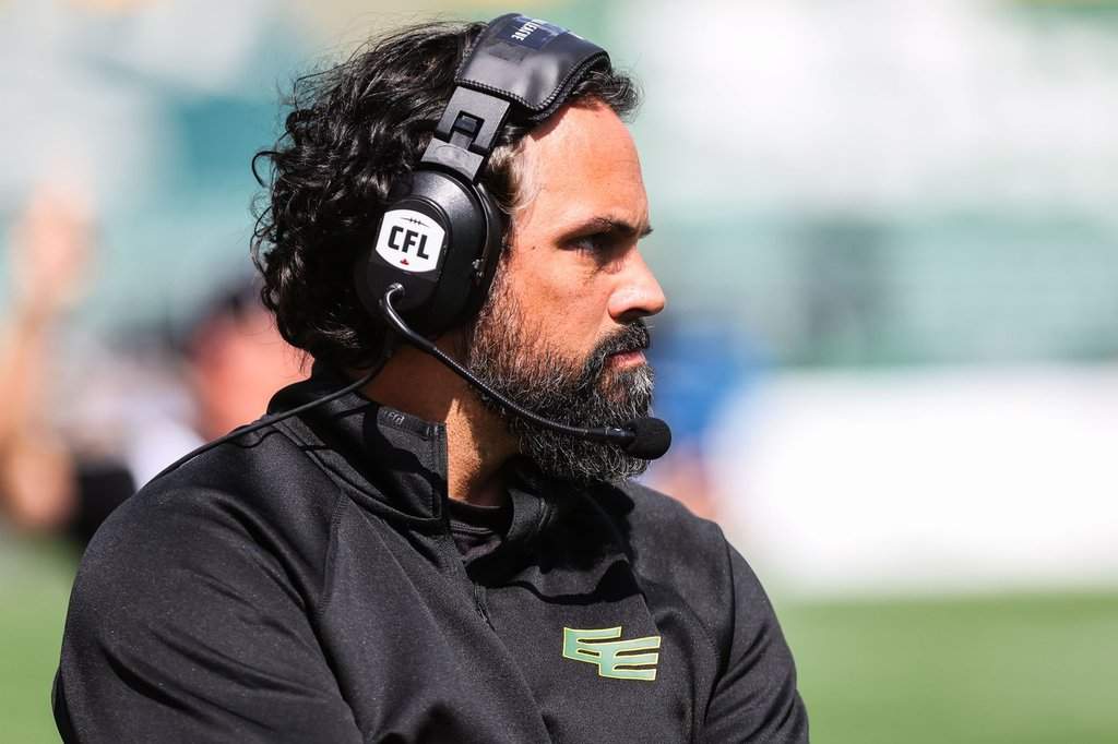 Edmonton Elks head coach Mark Kilam watches the play against the Toronto Argonauts during first half CFL football action in Edmonton on Saturday, August 15, 2026. THE CANADIAN PRESS/Codie McLachlan.