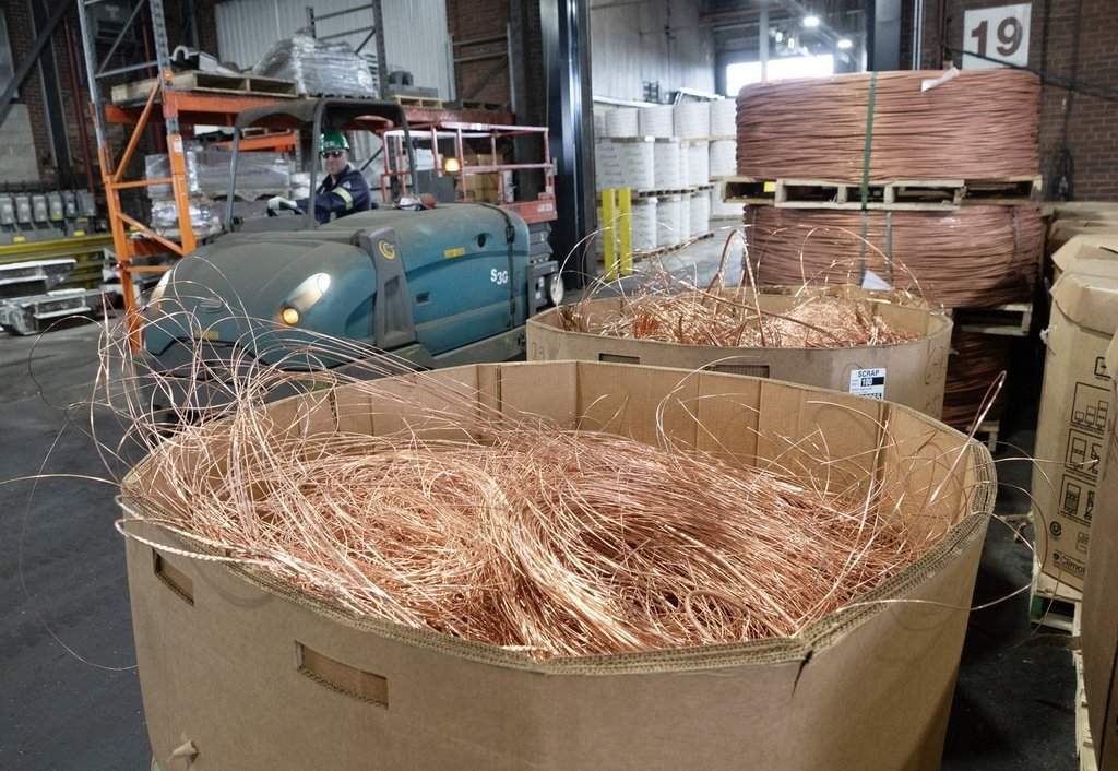 Copper wire scraps are seen at the Nexans copper production facility Friday, April 12, 2024 in Montreal. THE CANADIAN PRESS/Ryan Remiorz.