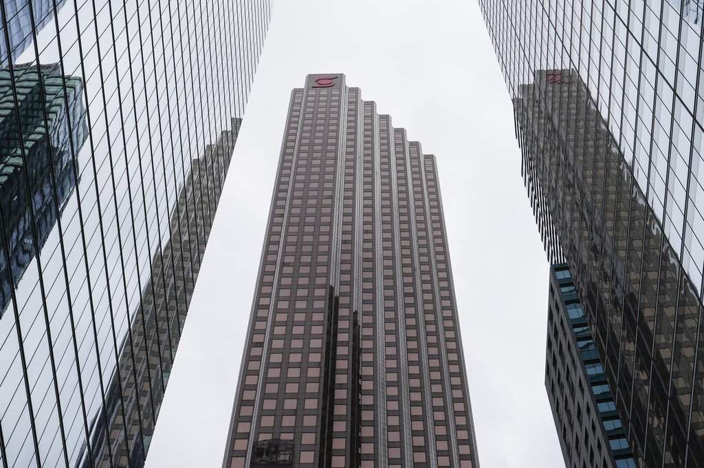 Bank towers are pictured in the financial district in Toronto, Friday, Sept. 8, 2023. THE CANADIAN PRESS/Andrew Lahodynskyj.