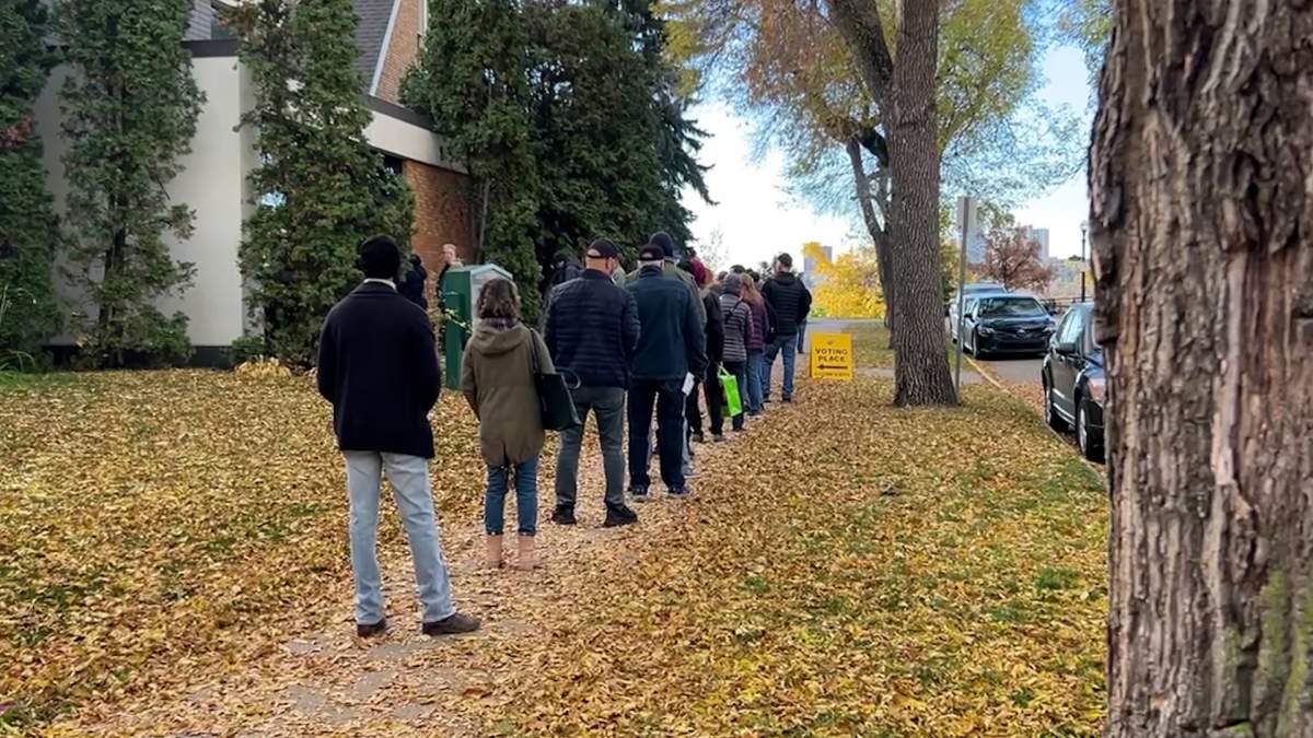 Voters at an Alberta referendum polling station in downtown Edmonton on Tuesday, Oct. 13, 2016.