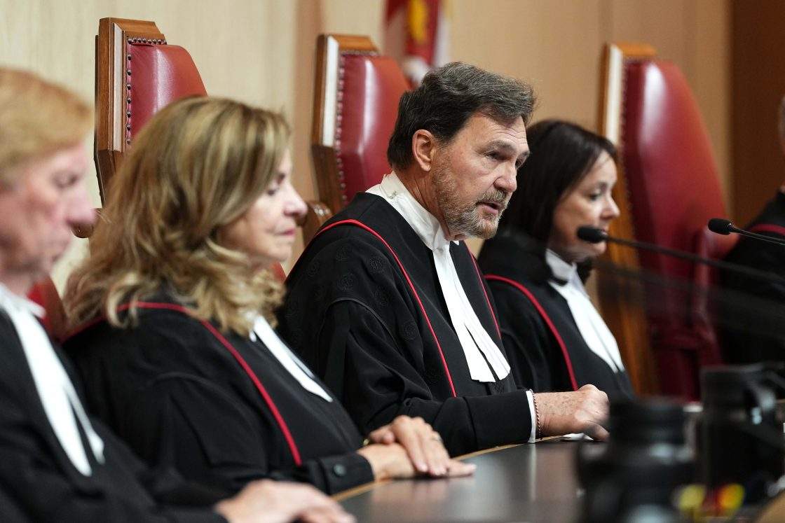 Chief Justice of the Supreme Court of Canada Richard Wagner speaks during a ceremony marking the opening of the judicial year of the Supreme Court of Canada, temporarily located in the West Memorial Building, in Ottawa, on Monday, Oct. 5, 2026.
