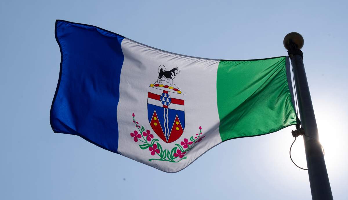The Yukon territorial flag flies on a flag pole in Ottawa, Friday, July 24, 2026 in Ottawa. THE CANADIAN PRESS/Adrian Wyld