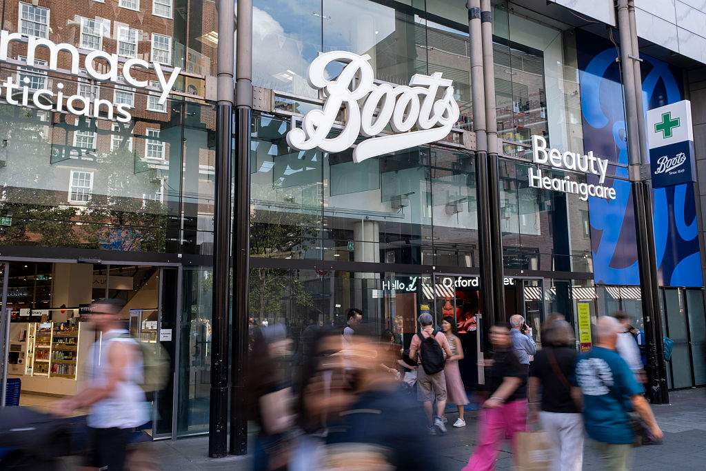 Shop front for the chemist brand Boots on Oxford Street on 26th August 2026 in London, United Kingdom.
