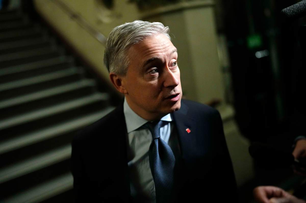 Minister of Finance and National Revenue Francois-Philippe Champagne makes his way to a meeting of the federal cabinet on Parliament Hill in Ottawa, on Tuesday, Oct. 20, 2026. 