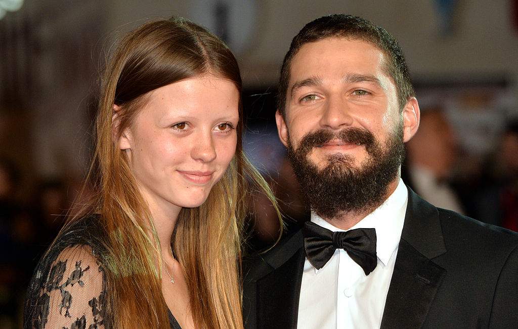 FILE: Mia Goth and Shia LeBeouf attend the closing night European Premiere gala red carpet arrivals for "Fury" during the 58th BFI London Film Festival at Odeon Leicester Square on October 19, 2014 in London, England.