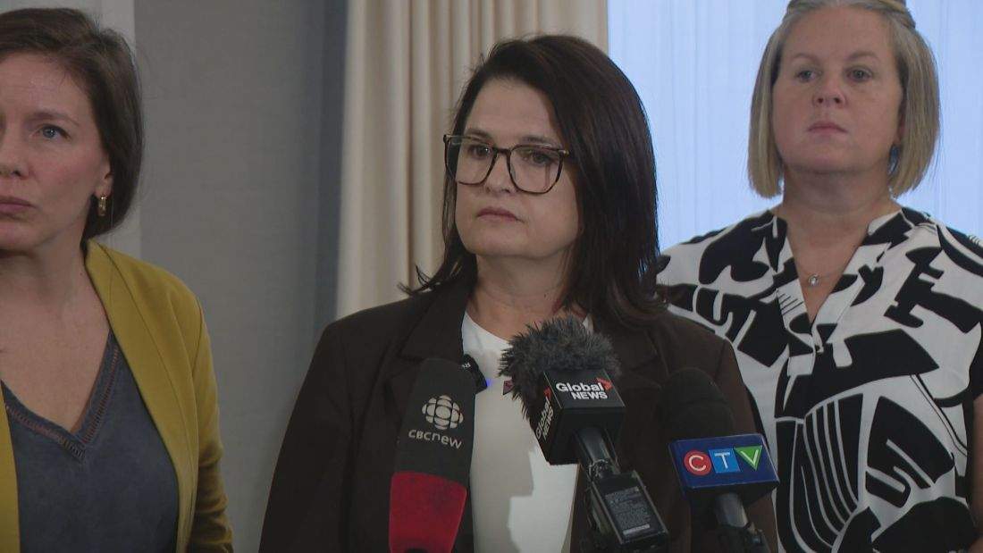NDP leader Carla Beck responded to Premier Scott Moe's accusation that the party used AI to write its health care plan while speaking with reporters Thursday.