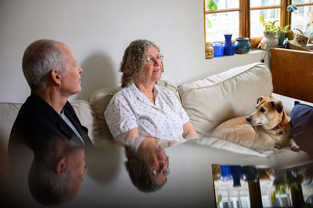 Released hostages, Keith Siegel and Aviva Siegel participate in an interview ahead of the third anniversary of the Oct. 7th 2023 attacks on October 06, 2026 in Tel Aviv, Israel.