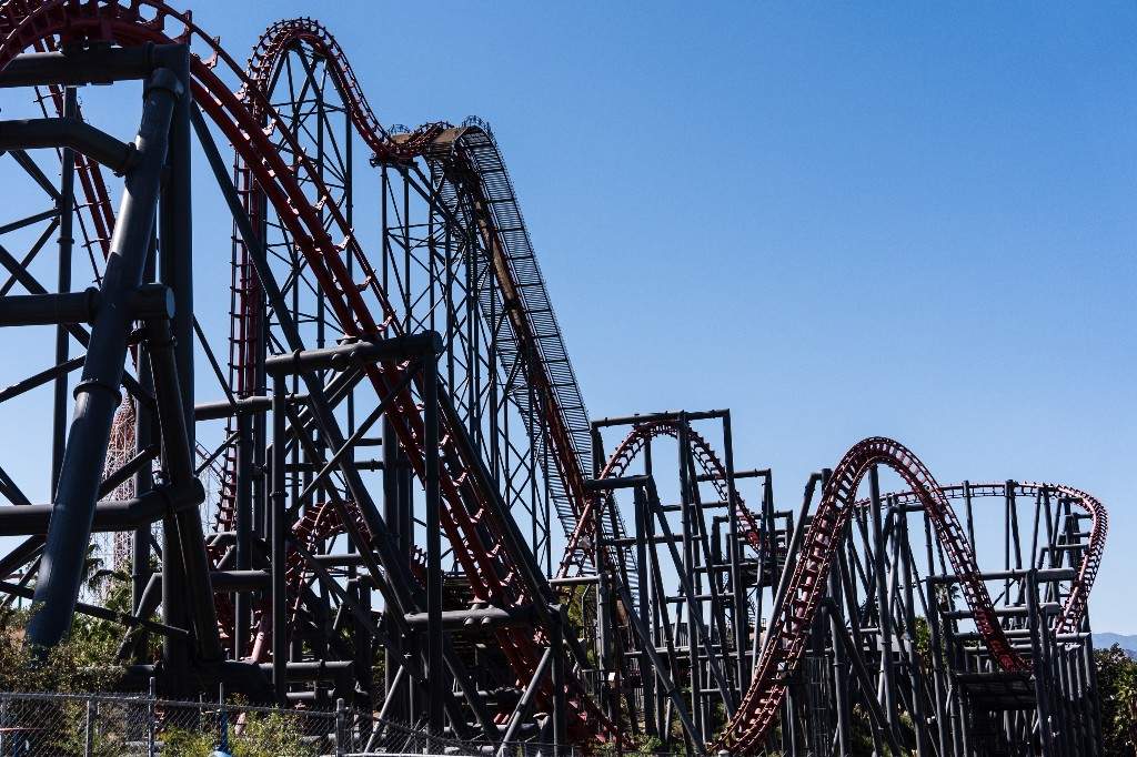 The X2 roller coaster is seen at Six Flags Magic Mountain in Valencia , Calif., Wednesday, Sept. 23, 2026.