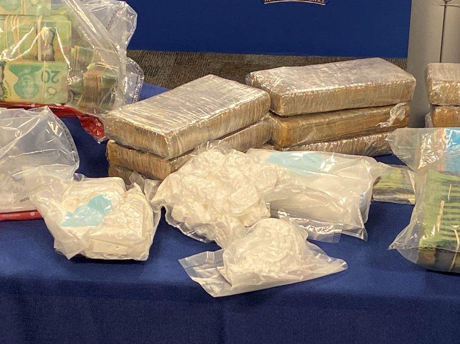 An array of items were seized from the Southglen home by Winnipeg police. WPS displayed the goods for reporters at a news conference Tuesday.