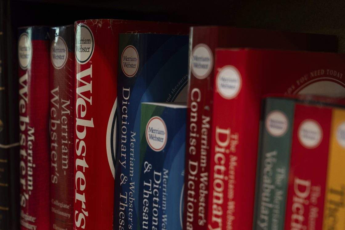 Dictionaries are displayed for sale at Powell's Books on Thursday, Sept. 18, 2025, in Portland, Ore.