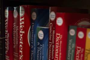 Dictionaries are displayed for sale at Powell's Books on Thursday, Sept. 18, 2025, in Portland, Ore.