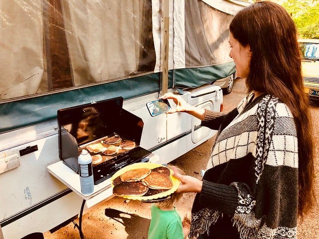 Jillian burning pancakes! :)