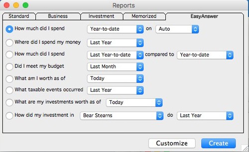 Quicken 2007 EasyAnswer Report