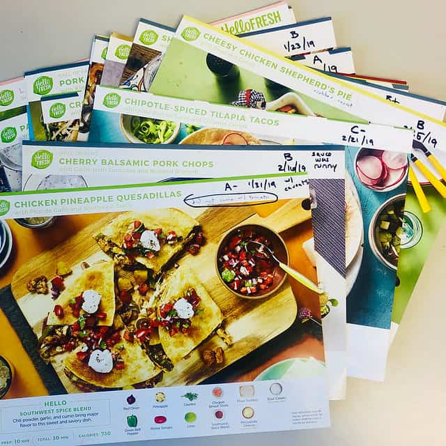 HelloFresh recipe cards
