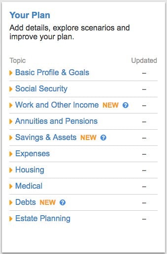 NewRetirement list of topics