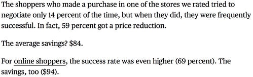 Consumer Reports stats on haggling