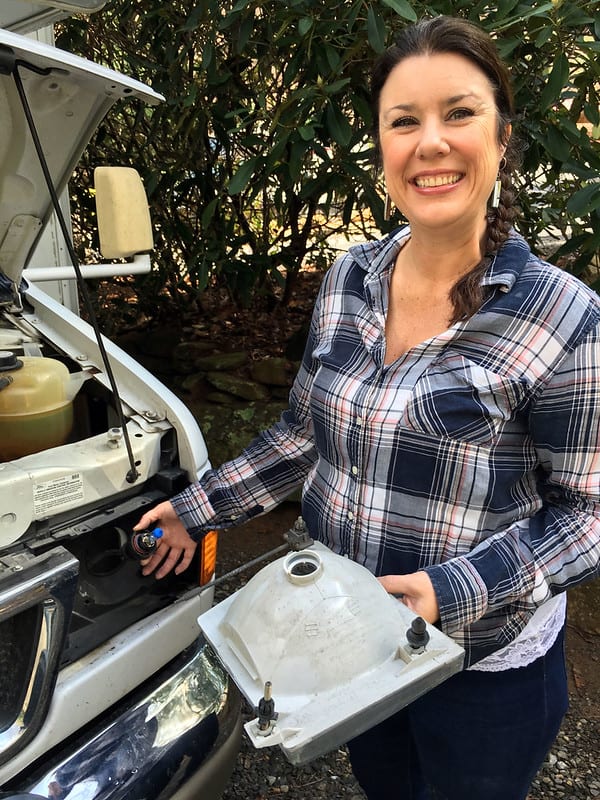 Kim making repairs