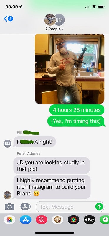 Text conversation about sink repair