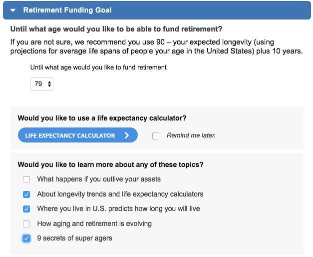 NewRetirement funding goal