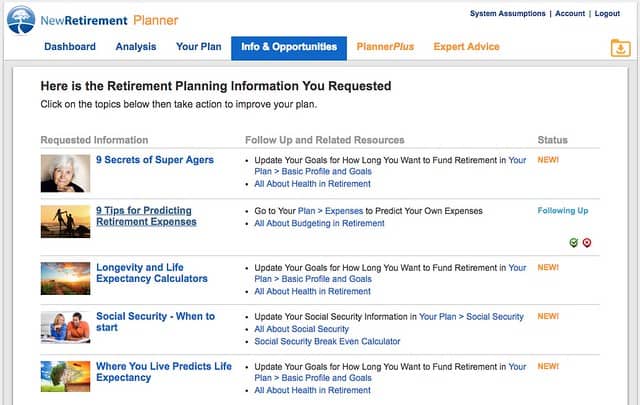 NewRetirement article list