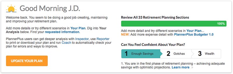 NewRetirement full progress