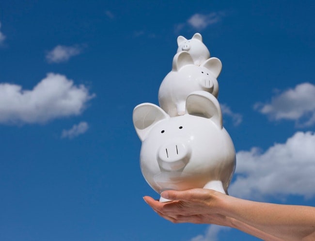 Three piggy banks in the sky