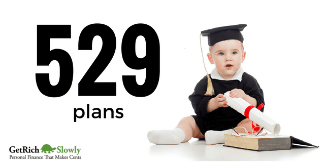 Baby in graduation gown, holding a diploma for an article on 529 plans