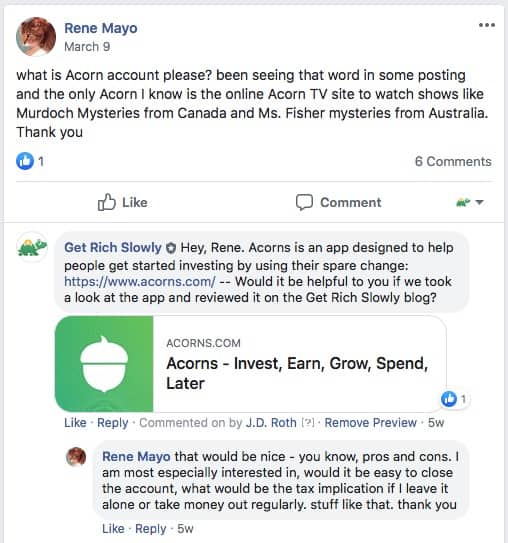Request for Acorns review