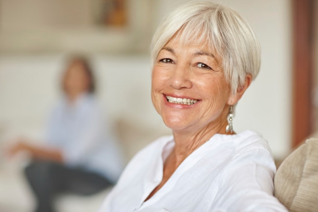 Happy retirement-aged woman