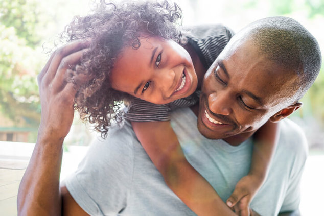happy girl and father